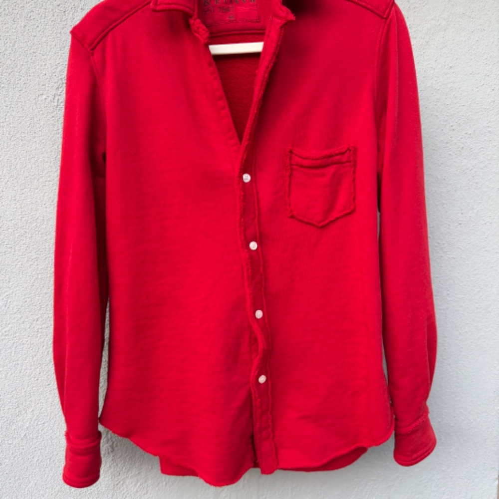 Red Frank & Eileen Cotton Triple Fleece Button Down Sweatshirt Shirt XS - Picture 8 of 8